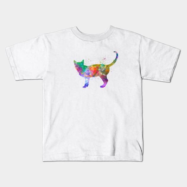 Singapura cat in watercolor Kids T-Shirt by PaulrommerArt